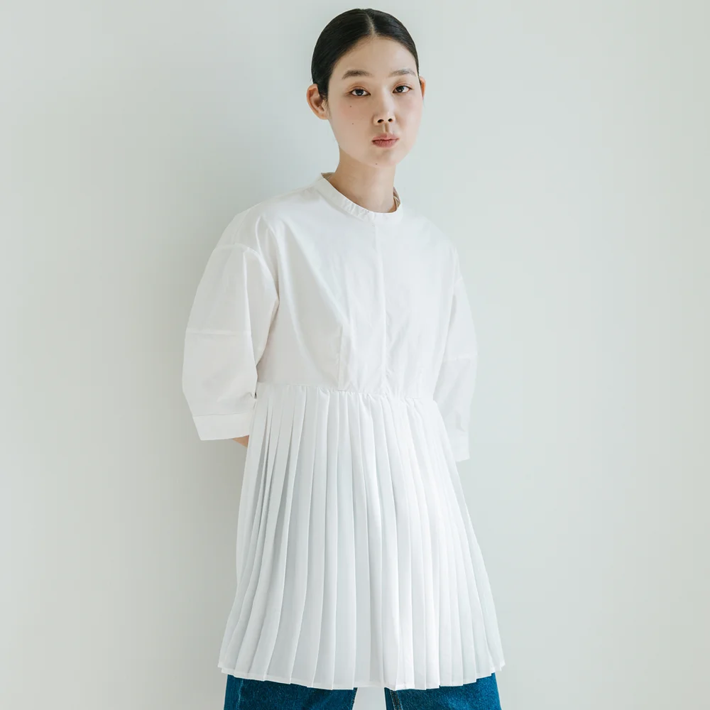 Balloon Sleeve Pleat Blouse
