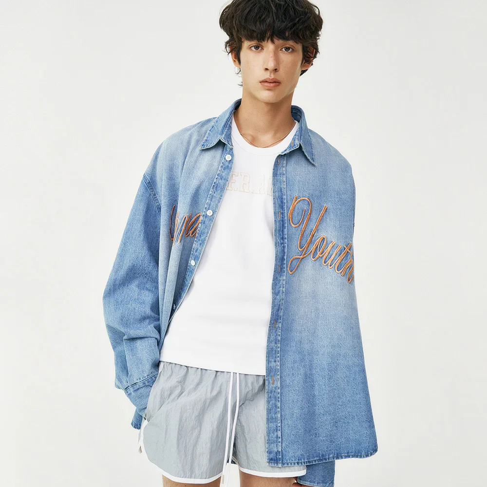 超大碼 水洗 牛仔 襯衫 / DENIM