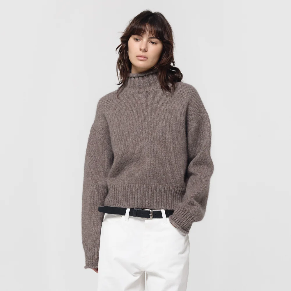 FOX CASHMERE ROLL TURTLENECK / CHOCO