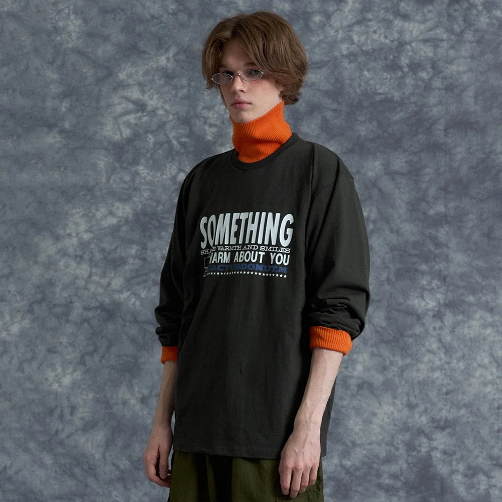 SOMETHING WARM LS TEE - CHARCOAL