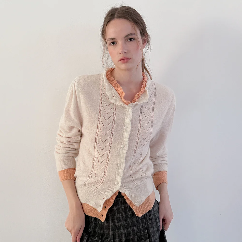 SN Ruffle Punching Cardigan (Ivory)