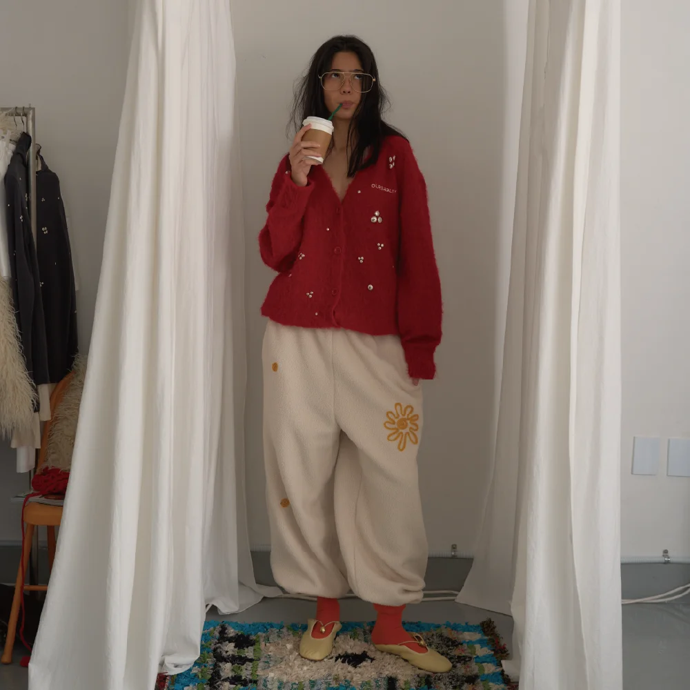 Helio Fleece Jogger Pants / Cream