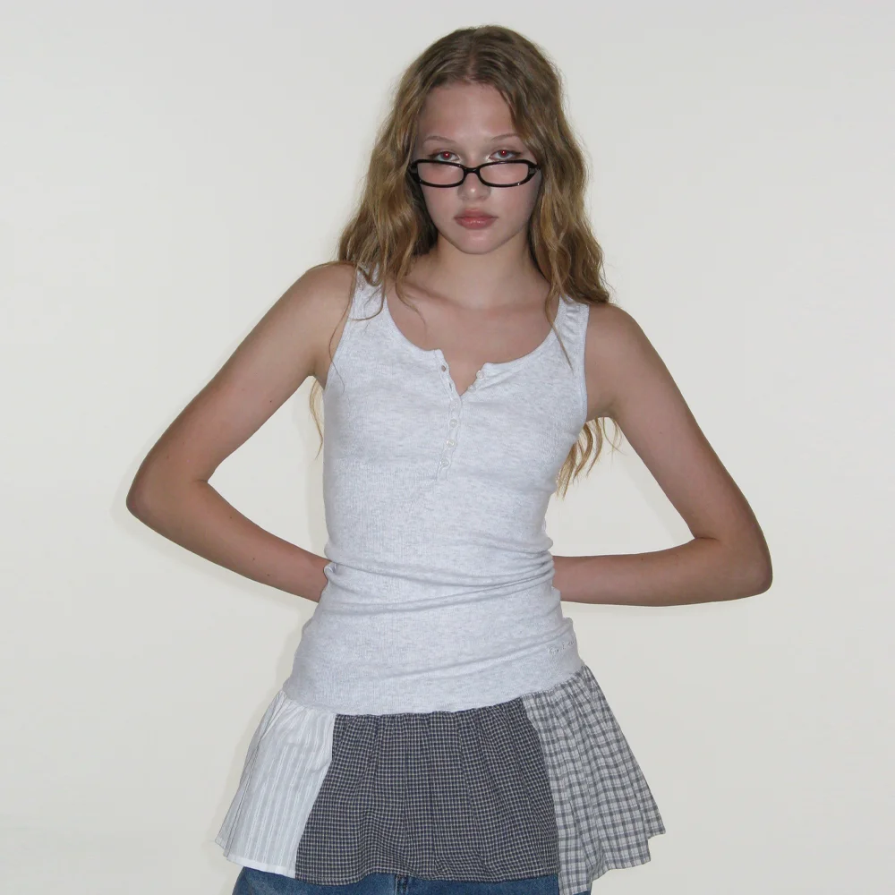 CHECK FLARE DRESS_GREY