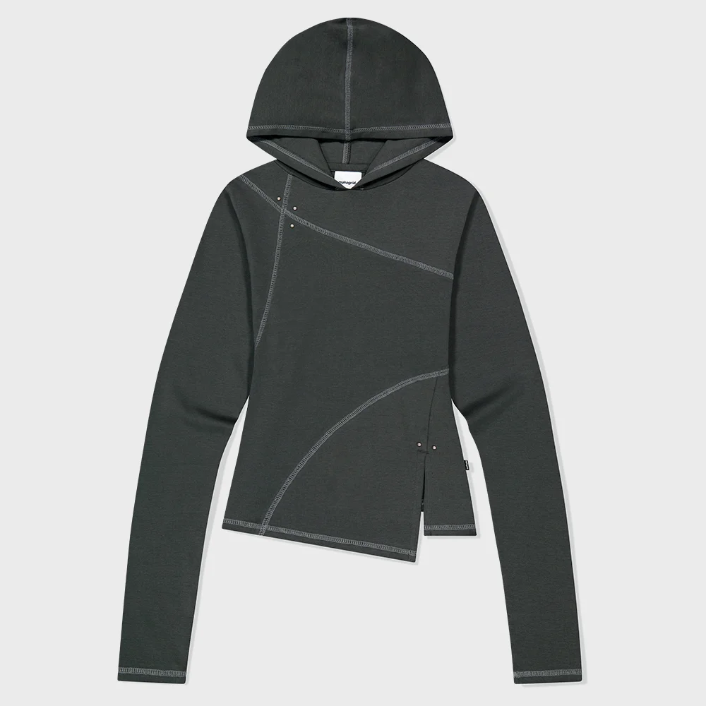 CURVED SLIM HOODIE GREY(MG2FFFM419A)