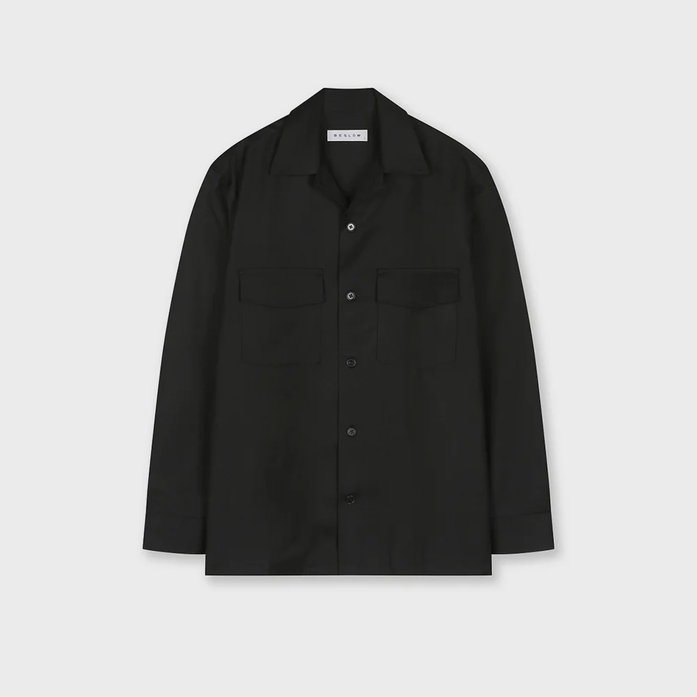 MILITARY CONVERTIBLE COLLAR SHIRTS BLACK