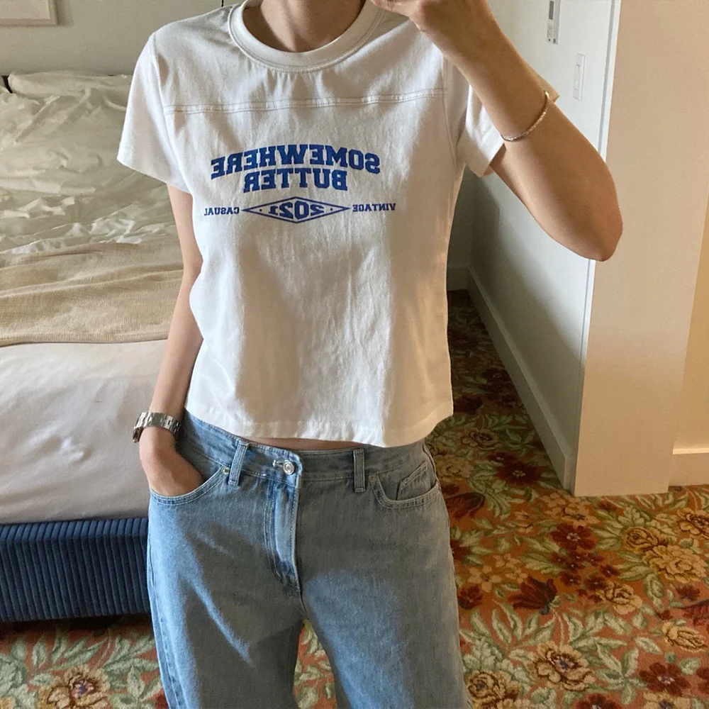 Stitch Square Logo Top - Ivory