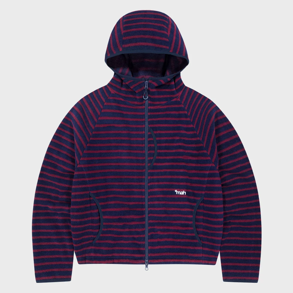 STRIPE HOODED FLEECE ZIP UP