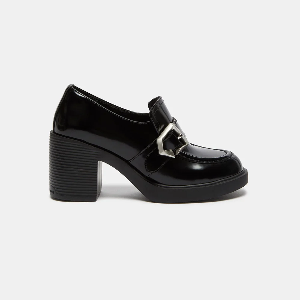 Chunky buckle loafer pumps(black)_DG1BA26504BLK