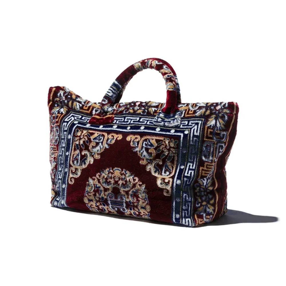 POLYESTER COTTON RUG FABRIC BAG BURGUNDY