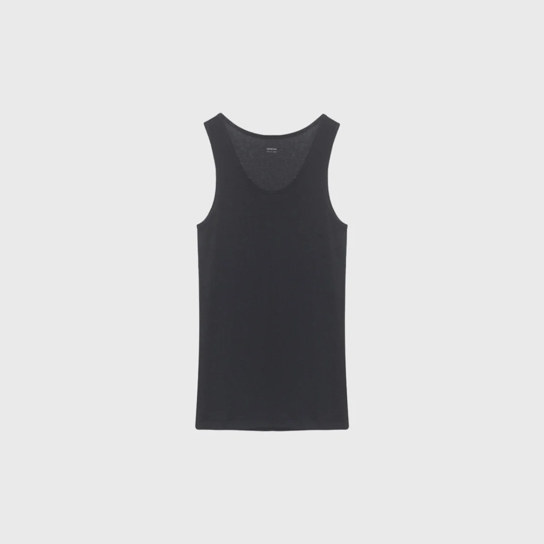Wool sleeveless (dark gray / black / ivory)