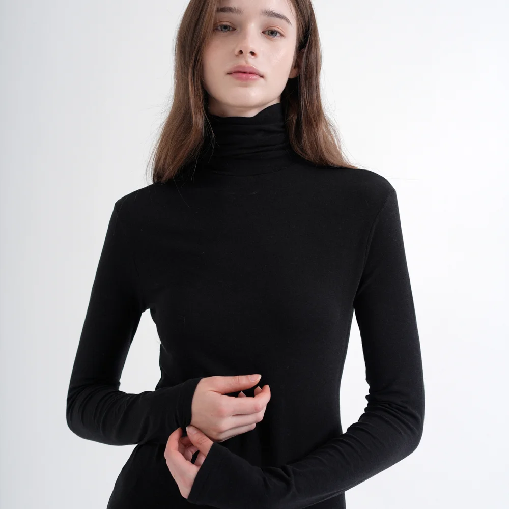 High Neck Span Slim Top (black)
