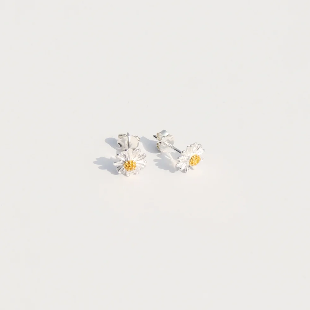 Combi daisy pin Earrings 銀針 銀色925 金色 雛菊 耳環