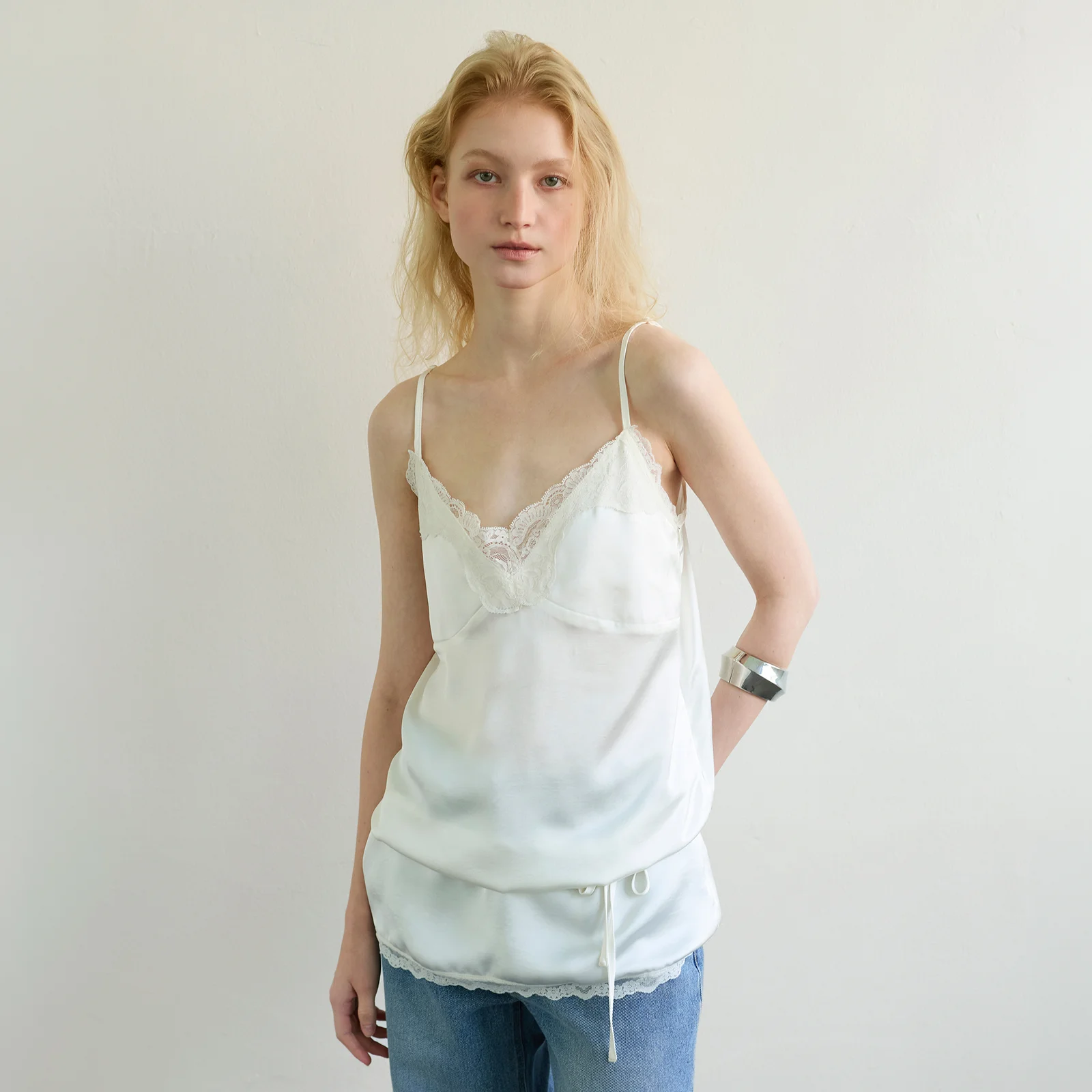 LACE SLIP MINI DRESS - IVORY