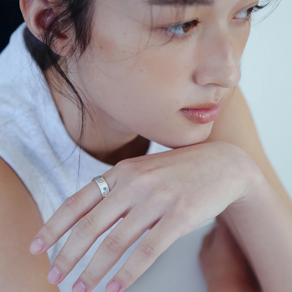 Fede square ring, TURQUOISE (Satin finish)