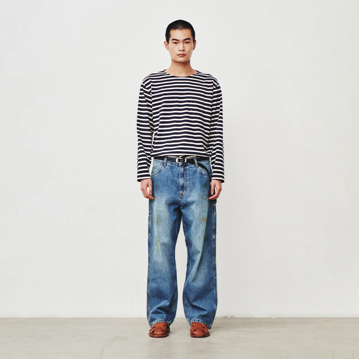 Oil Washed Denim Carpenter Pants_ Mid Blue