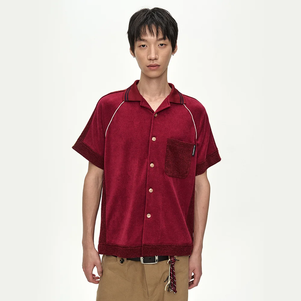 LAGOS TERRY OPEN COLLAR SHIRT atb1552m(WINE)