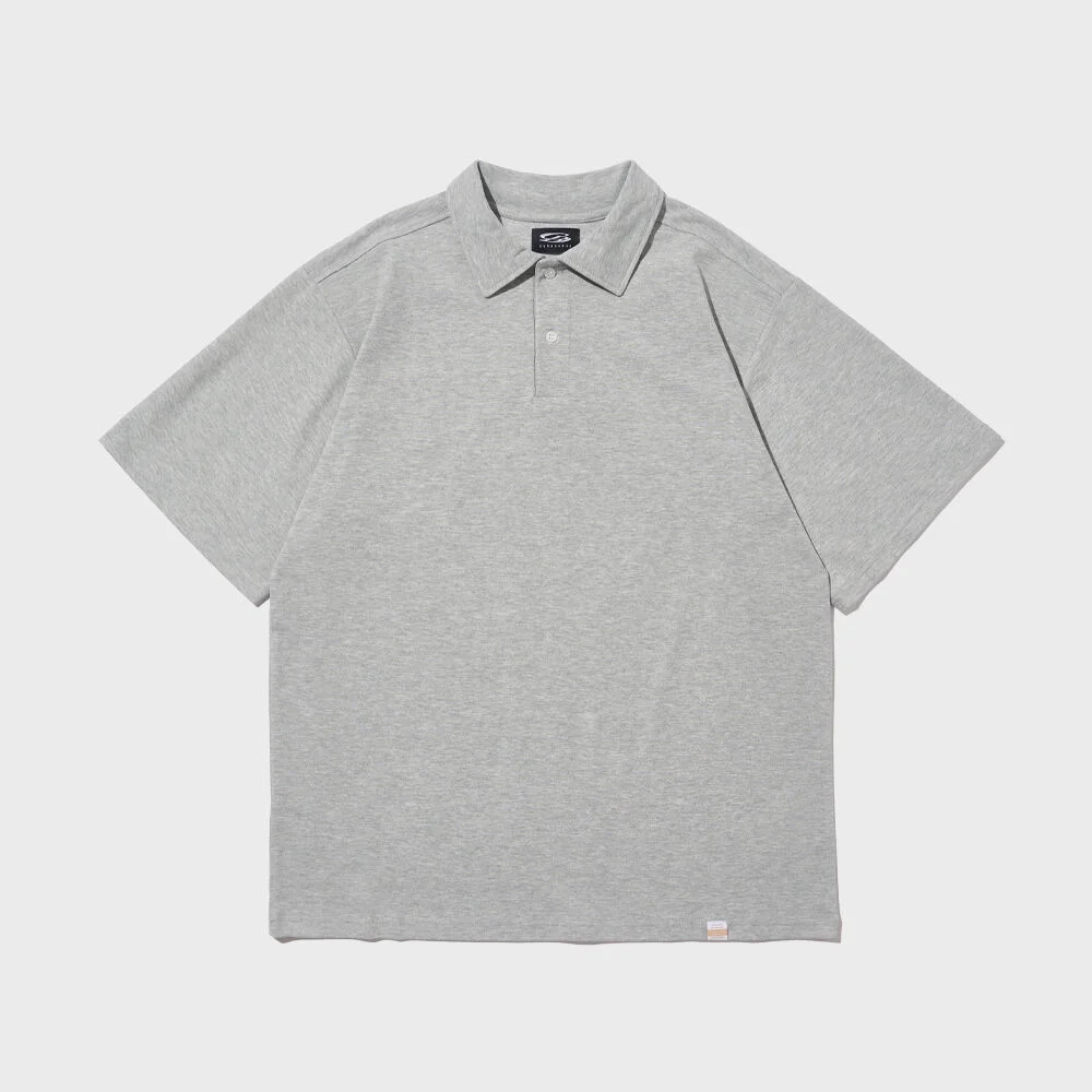 SORONA BASIC COLLAR SHORT-SLEEVE (GRAY)