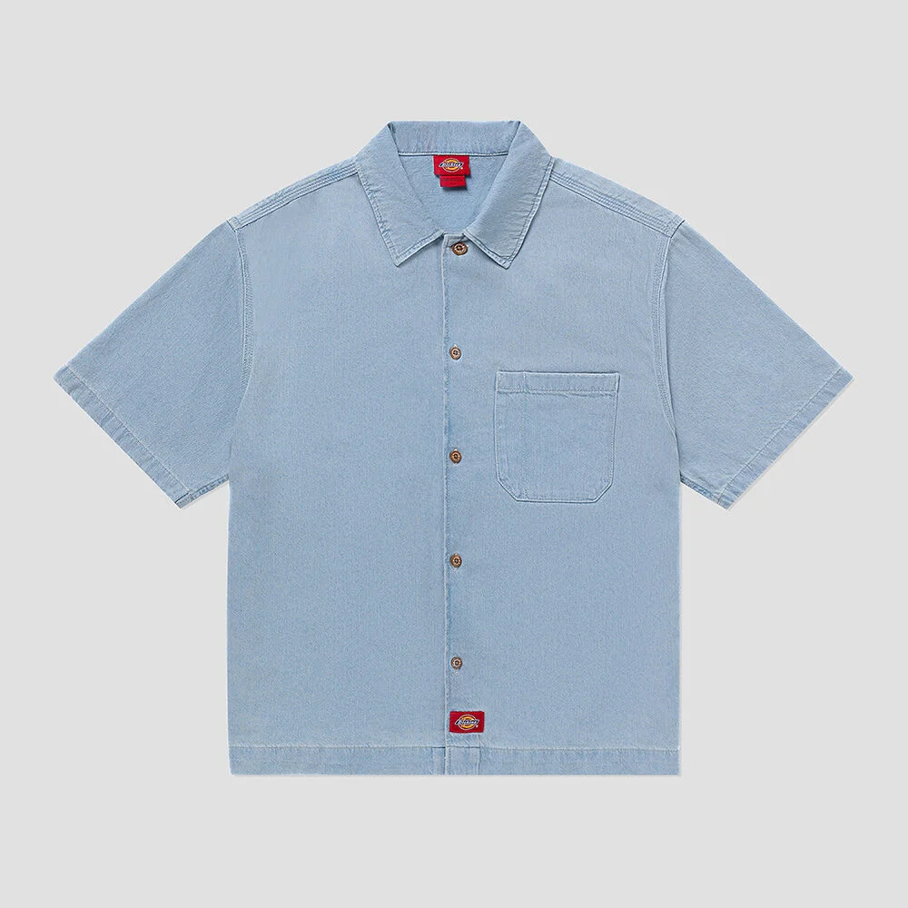 寬鬆版型 口袋 牛仔 襯衫 Fog Blue