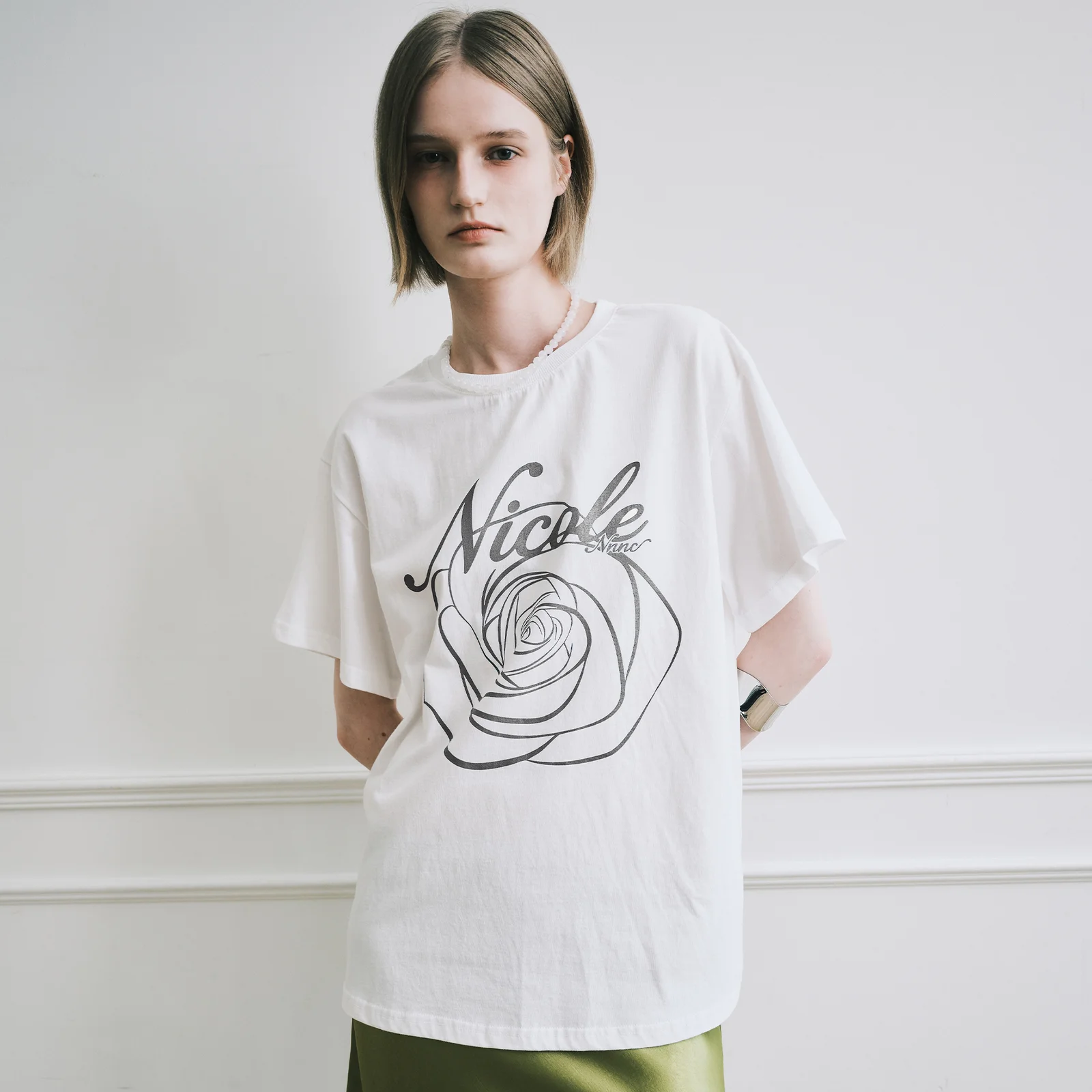 NICOLE ROSE SLEEVE TOP_CREAM CHARCOAL
