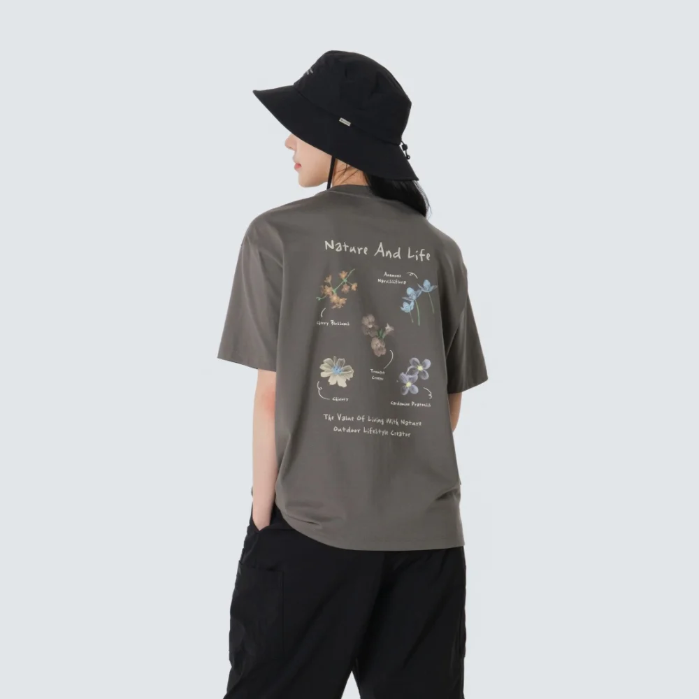 純棉 女裝 花卉 圖案 短袖 T恤 Dark Khaki (S26MWFTS67)
