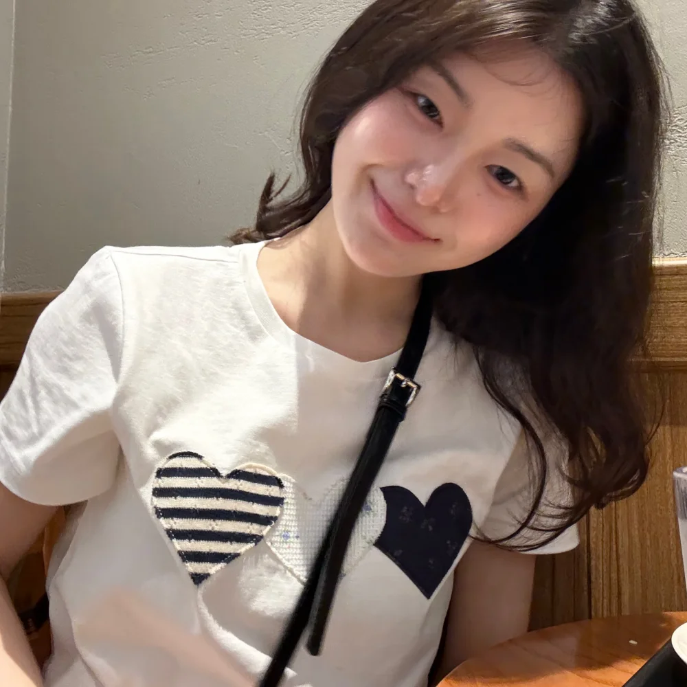 Heart Patch Cotton T-shirt White