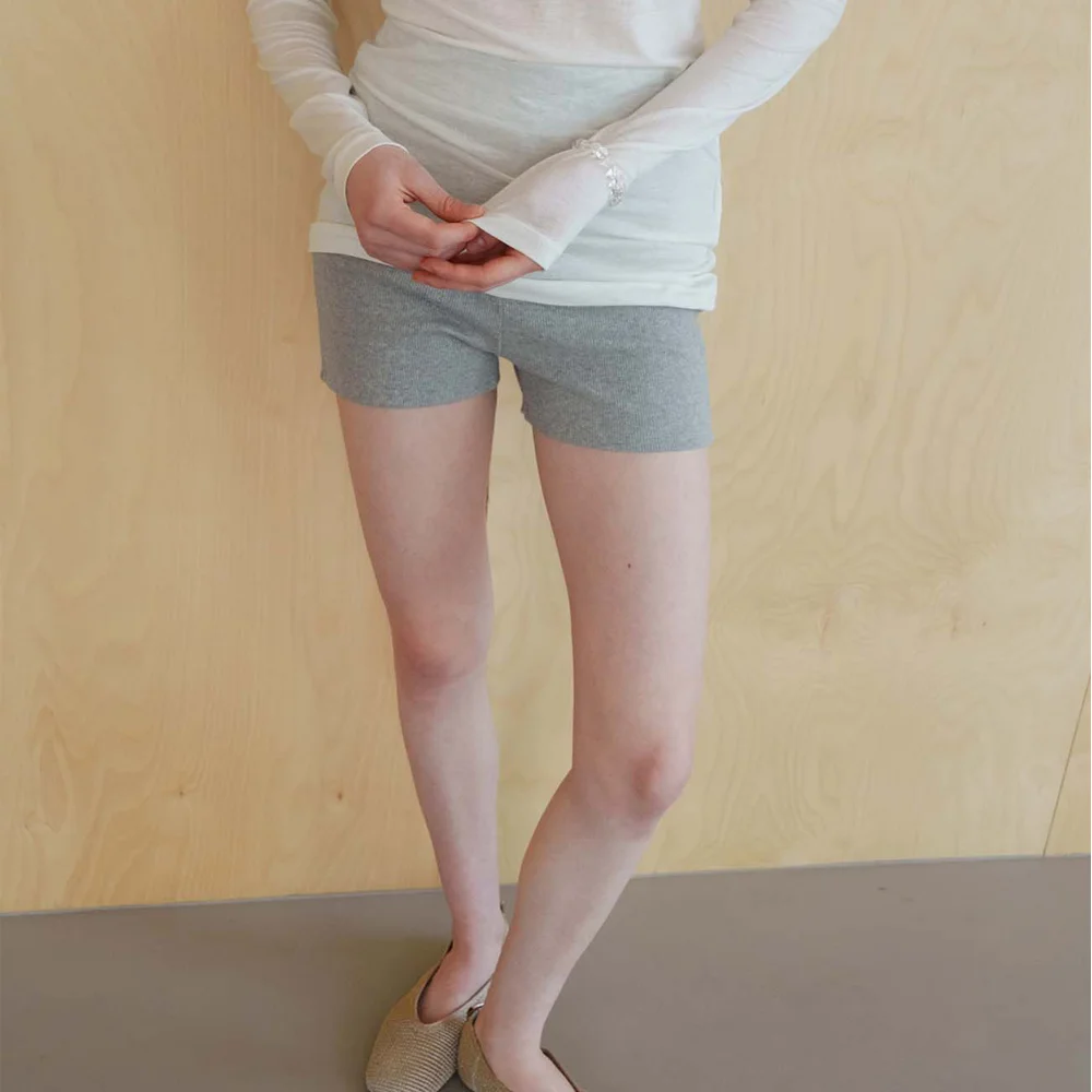 Rib Compact Shorts_Gray
