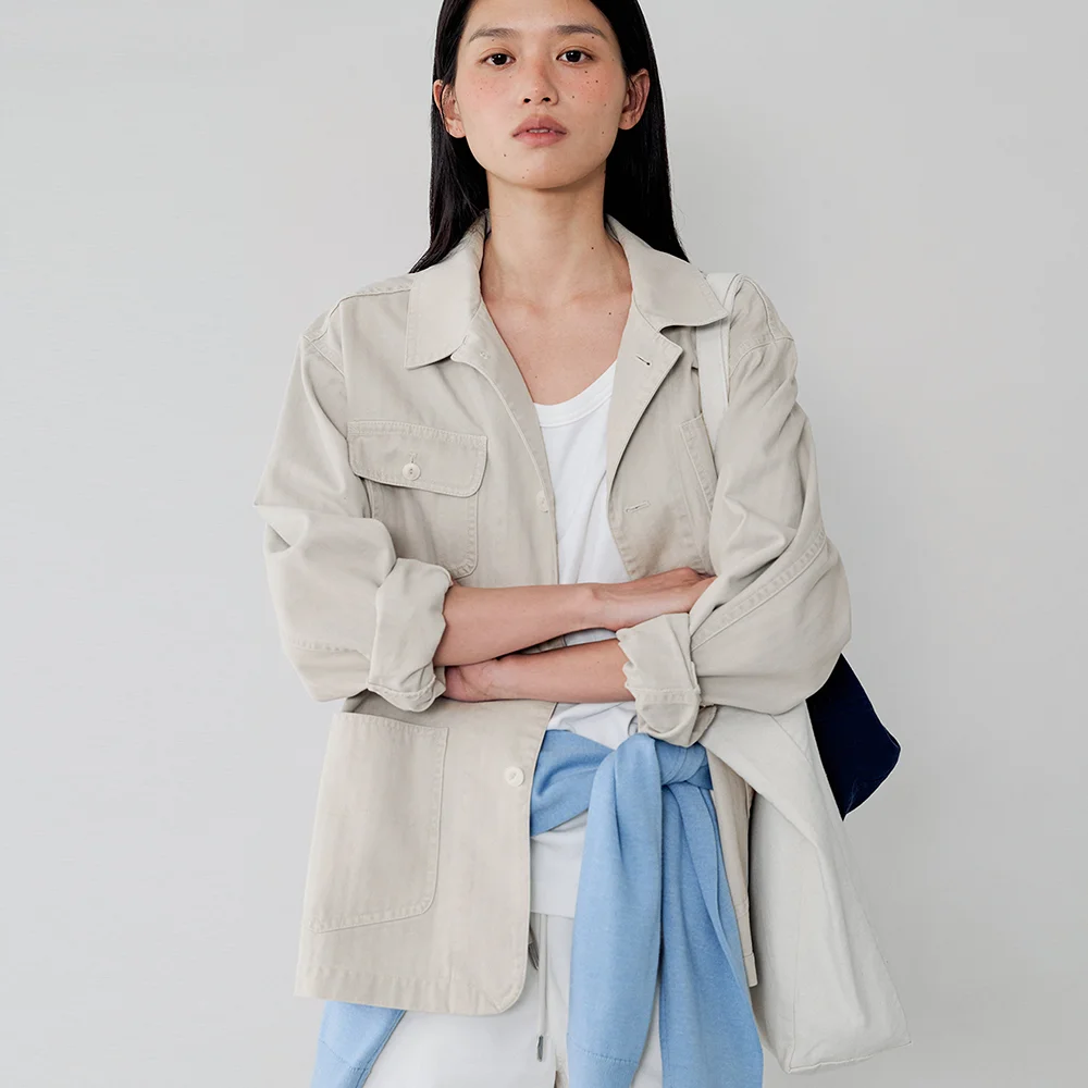 Tide herringbone work jacket_stone beige