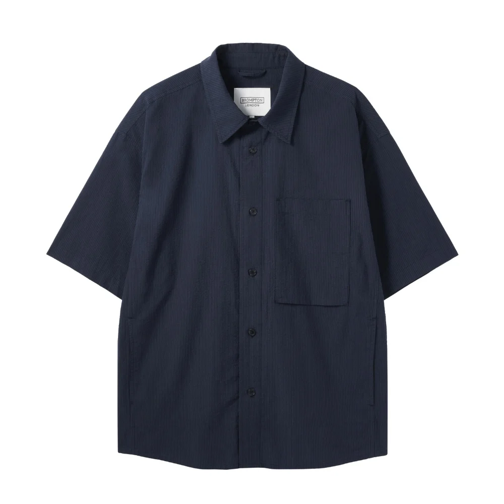 COTTON SET SEERSUCKER HALF SLEEVE SHACKET - NAVY (P242MJK535)