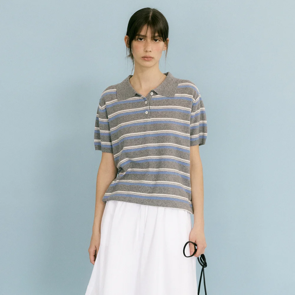 Noa Stripe Collar Knit (Grey Stripe)