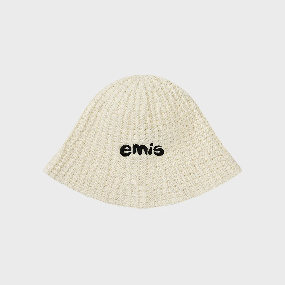 COASTAL WAFFLE KNIT BUCKET HAT-WHITE