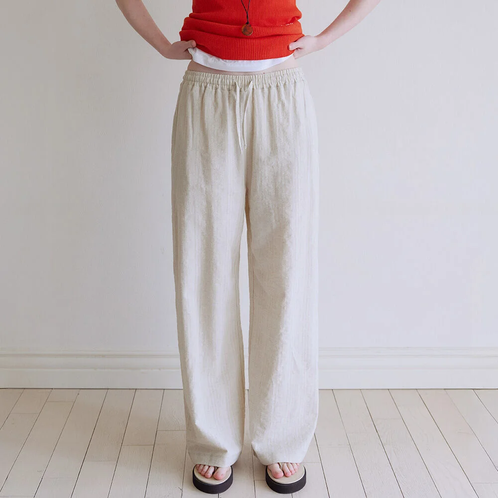 Natural stripe pants _Beige