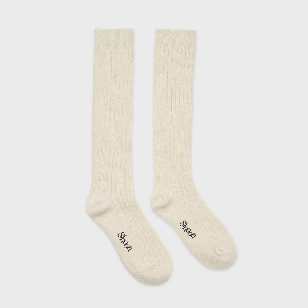 WOOL BLEND CREW SOCKS (Ivory)