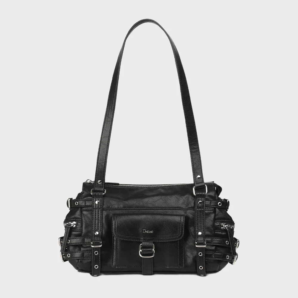 BELTED POCKET MINI SHOULDER BAG IN BLACK
