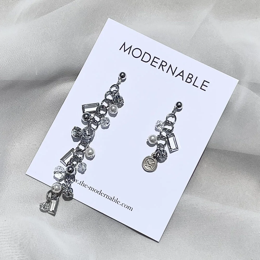 CIRCLE CHAIN UNBLANCE EARRINGS - SILVER