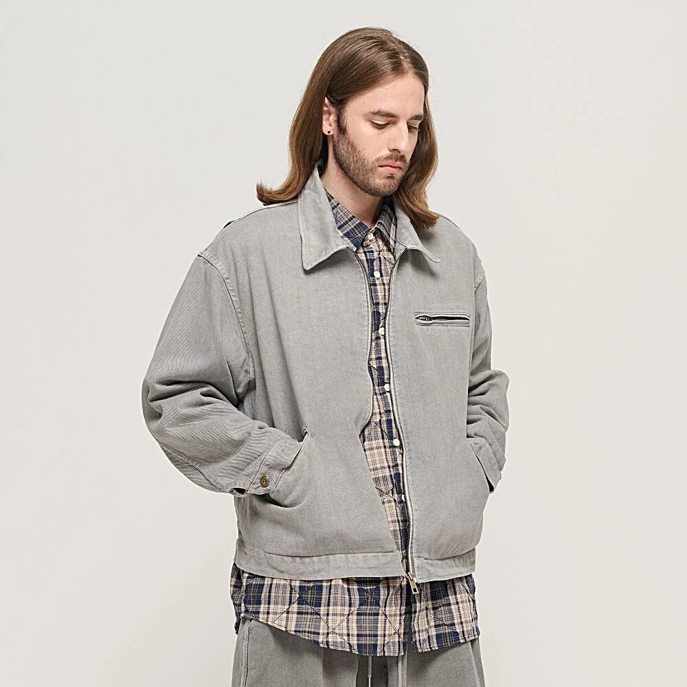 VINTAGE PIGMENT WORK TRUCKER JACKET (GRAY)