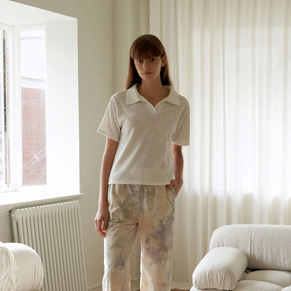 Lincoln JQ Vneck Half Sleeve Knit Lincoln 提花 V領 短袖 針織衫 (2Colors)