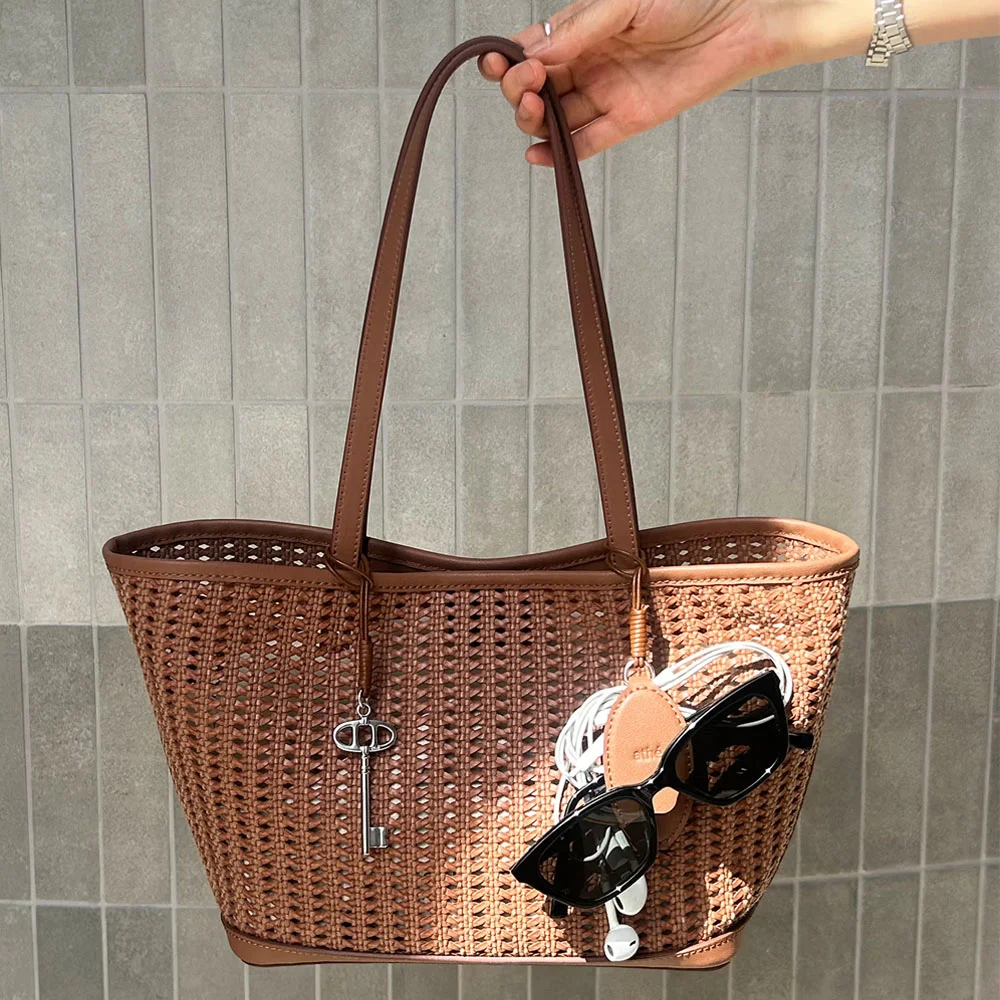 啡色 Panier 網布 購物 單肩袋 M AABA6E843W2