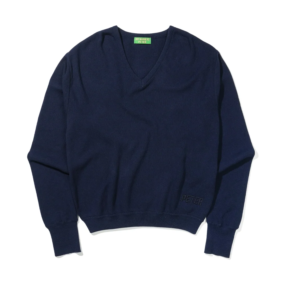 PETER V-NECK KNIT - NAVY
