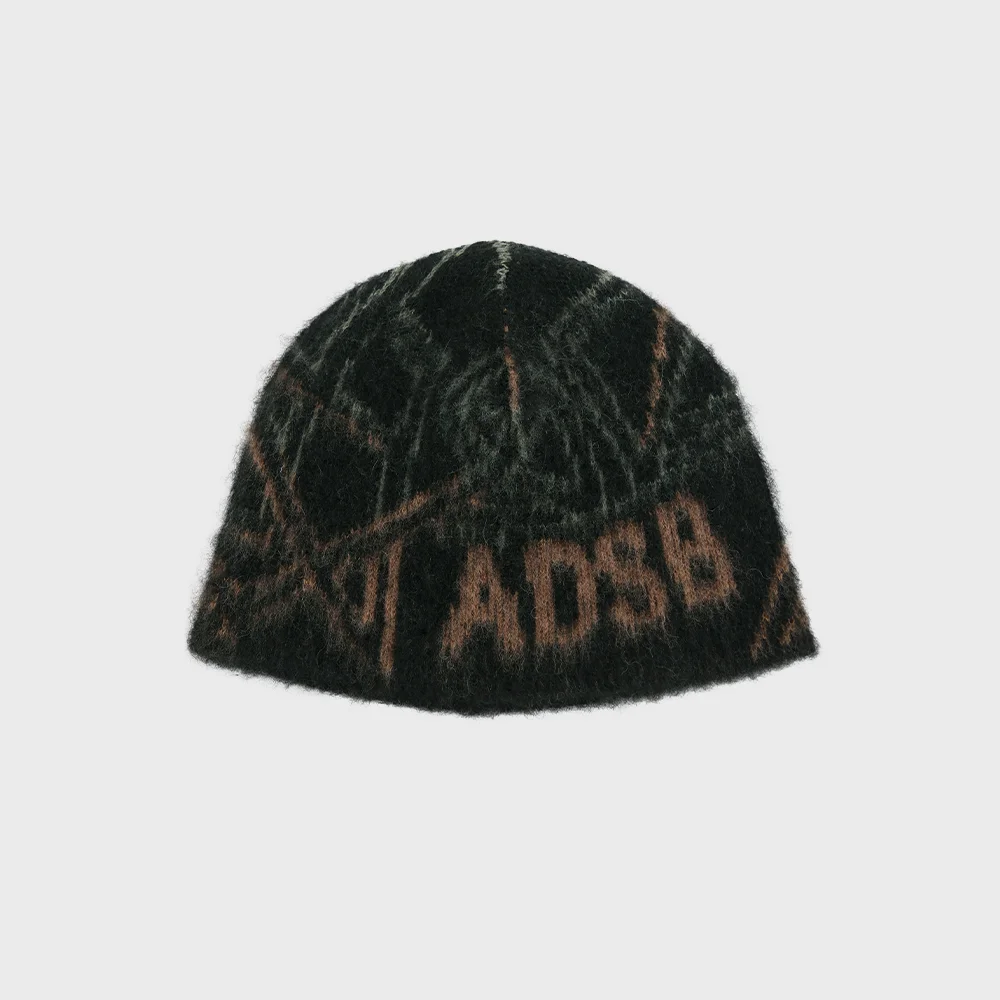 UNISEX ADSB GEOMETRIC WOOL BEANIE (BLACK/BEIGE)