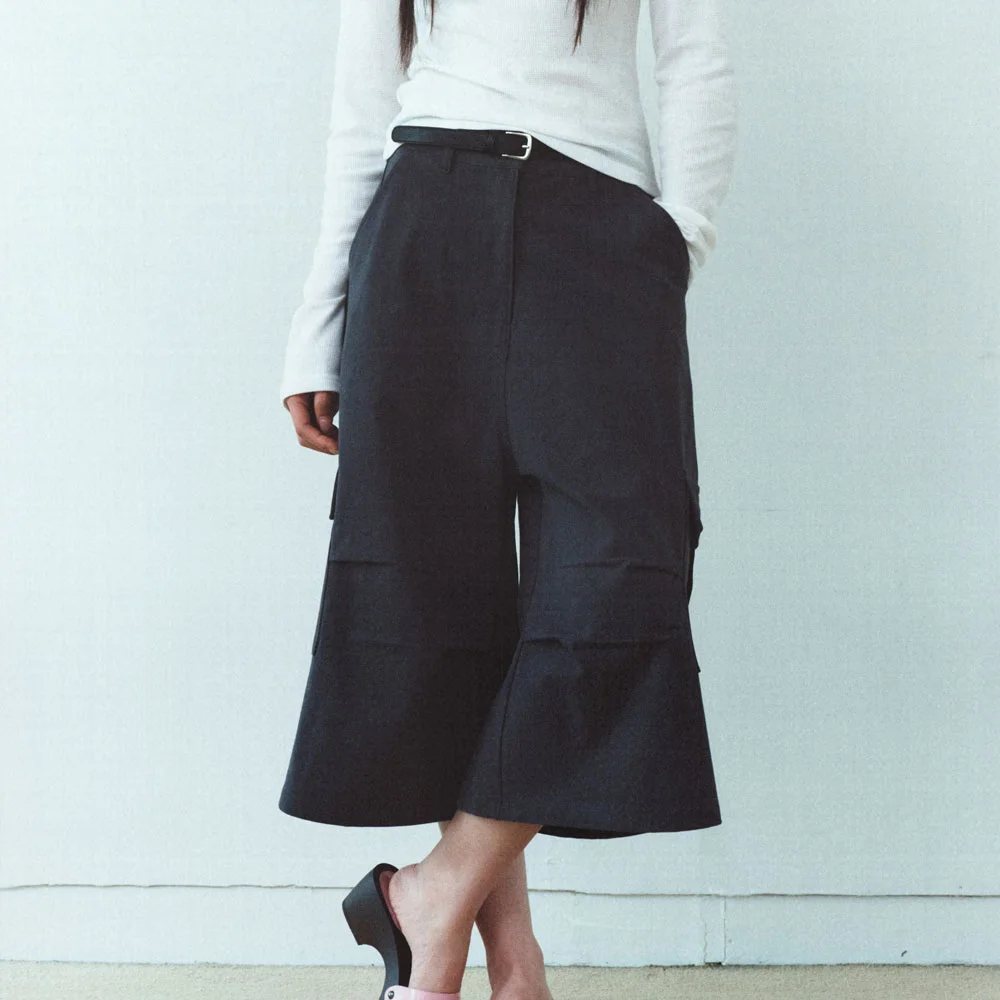 Rivet Twill Washing Bermuda Pants Charcoal