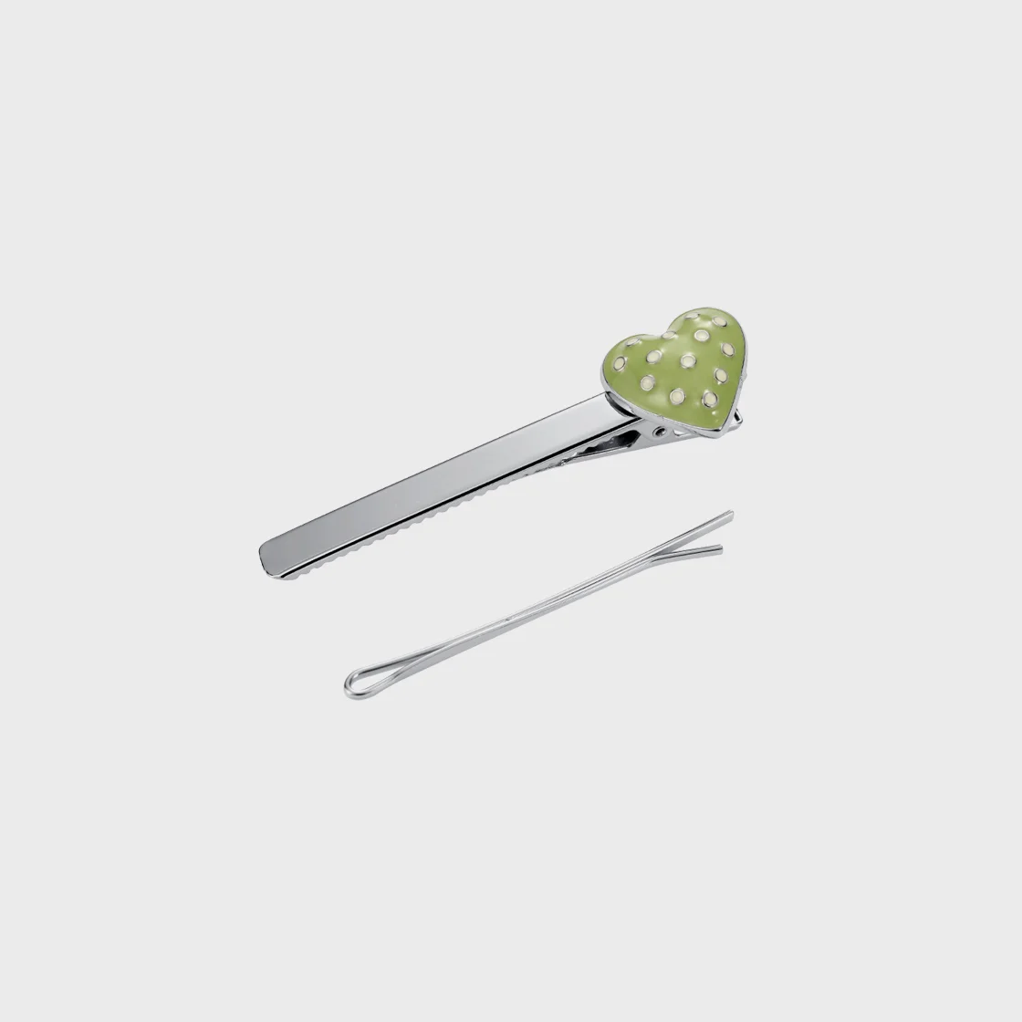 dot heart hairpin-olive
