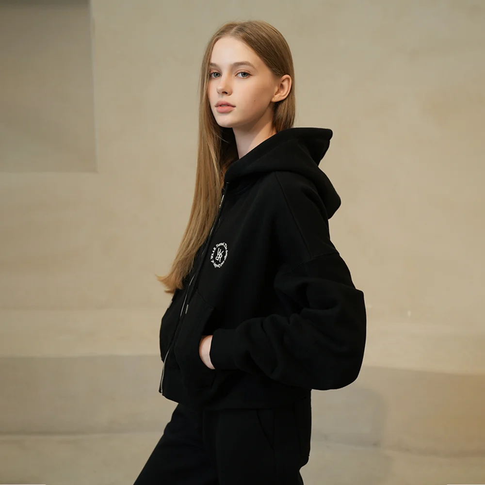 WT-02 DAILY HOODED ZIP UP_BLACK