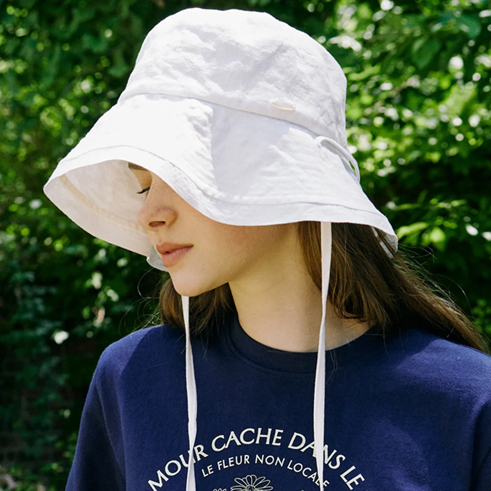 Linen Ribbon Bucket Hat - Off White