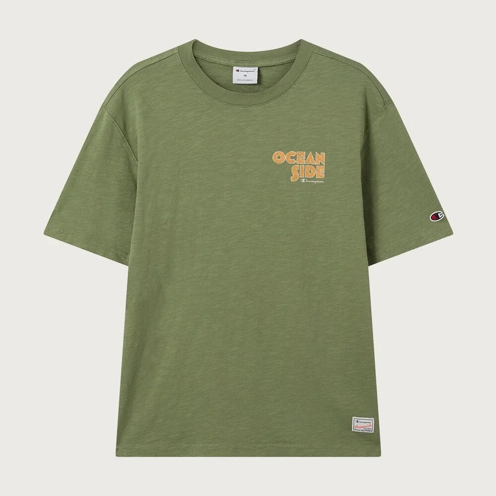 衝浪 竹節紗 印花 T恤 Olive