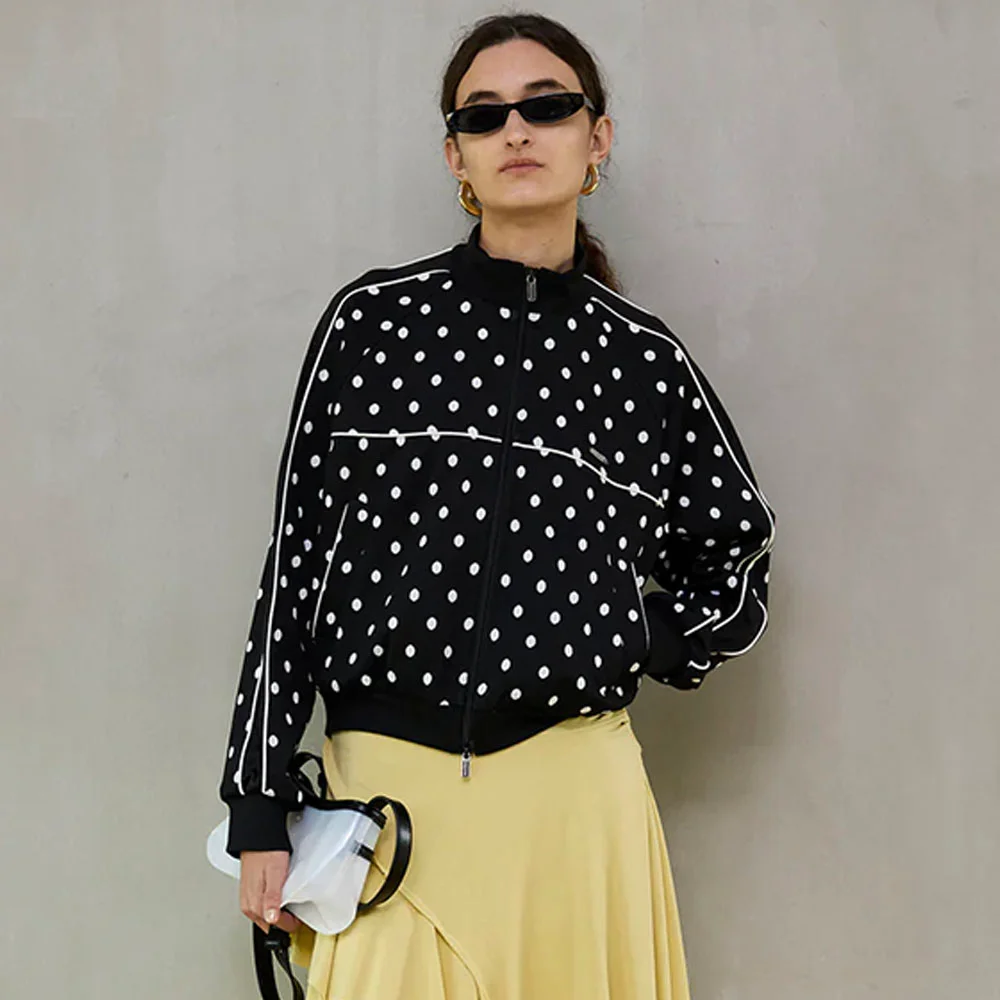 (W) JACQUARD JERSEY TOPS (BLK)