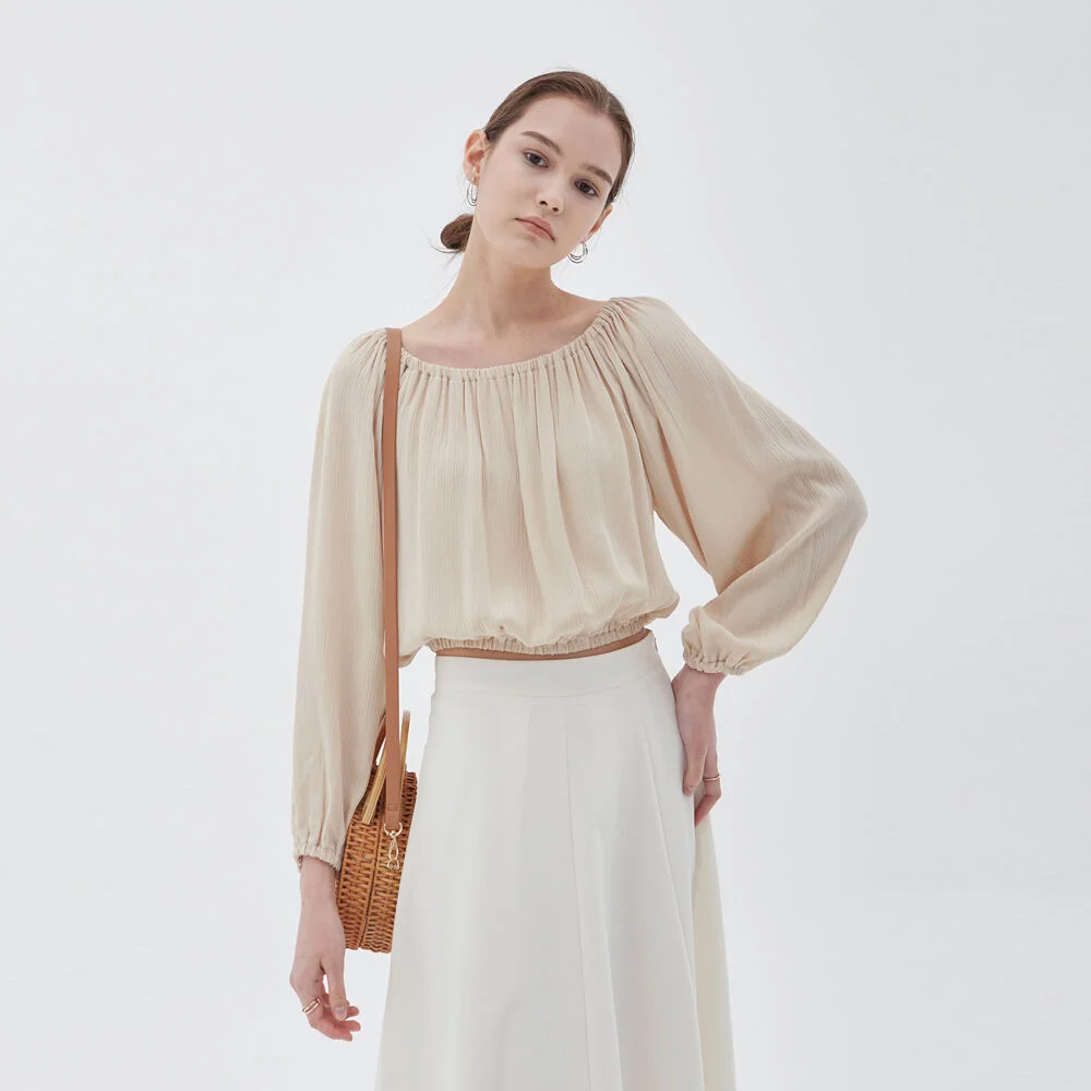 CLEAR OFF-SHOULDER BLOUSE_BEIGE