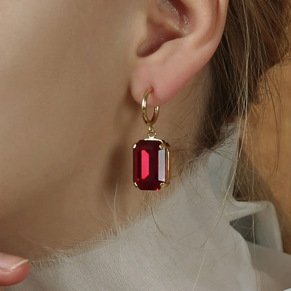 UNBAL CRYSTAL EARRING_1802_RD