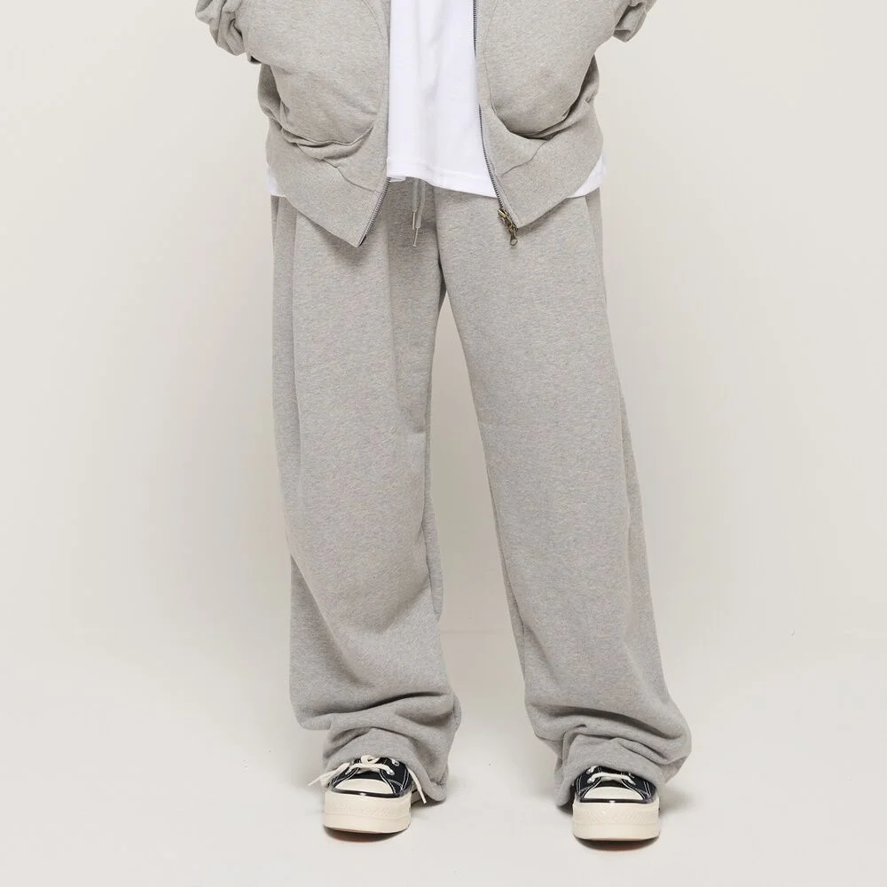 PIN TUCK WIDE BAND STRING PANTS (GRAY)
