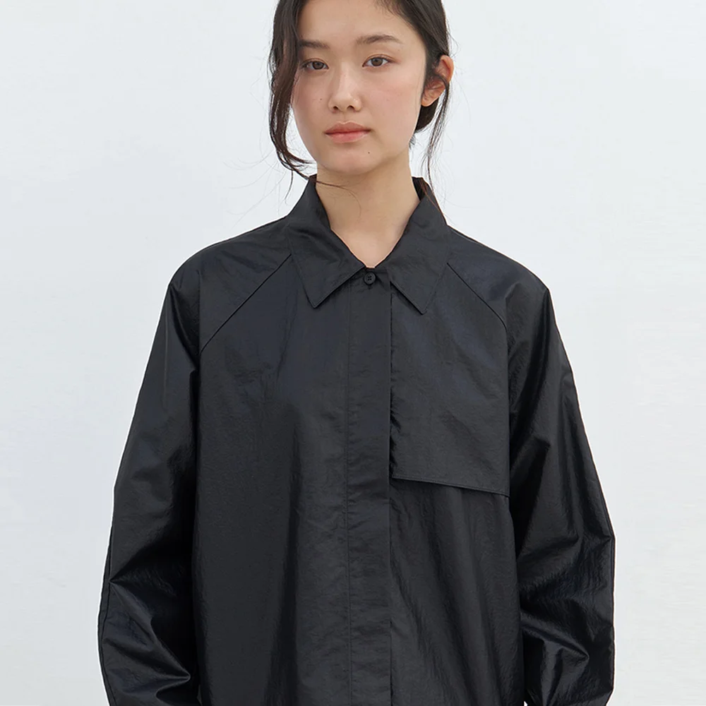 trench shirts jacket-black