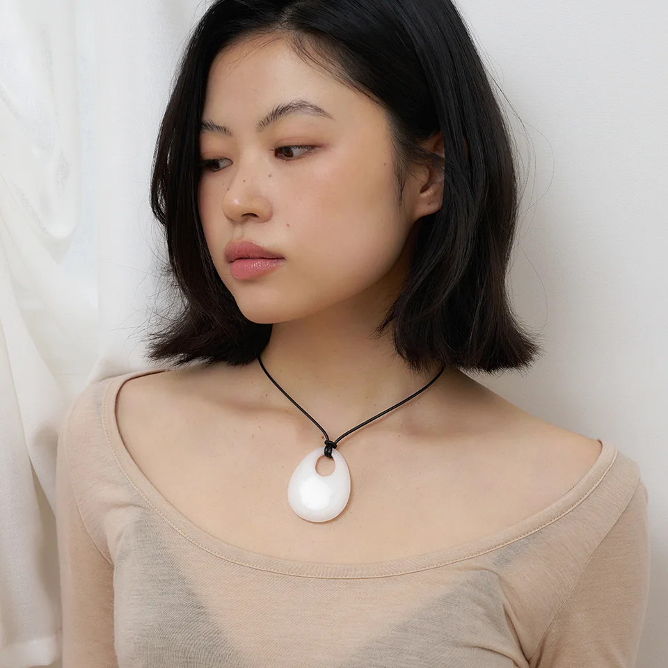 white jade string necklace